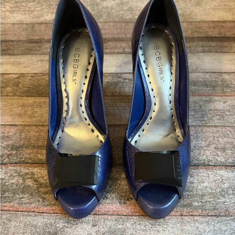 BCBGirls Shiny Blue Heels - Picture 2 of 7